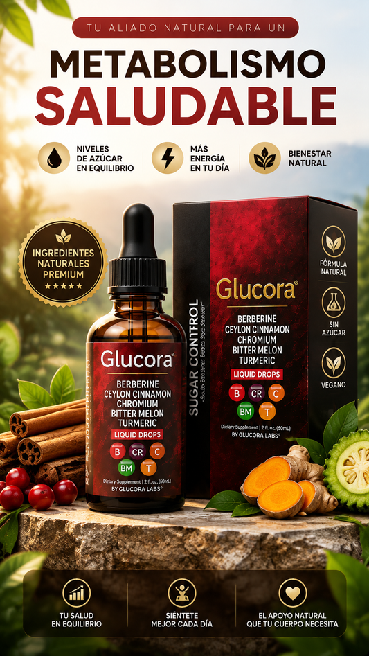 Glucora® Premium Liquid Drops | Berberina + Canela + Cromo + Cúrcuma