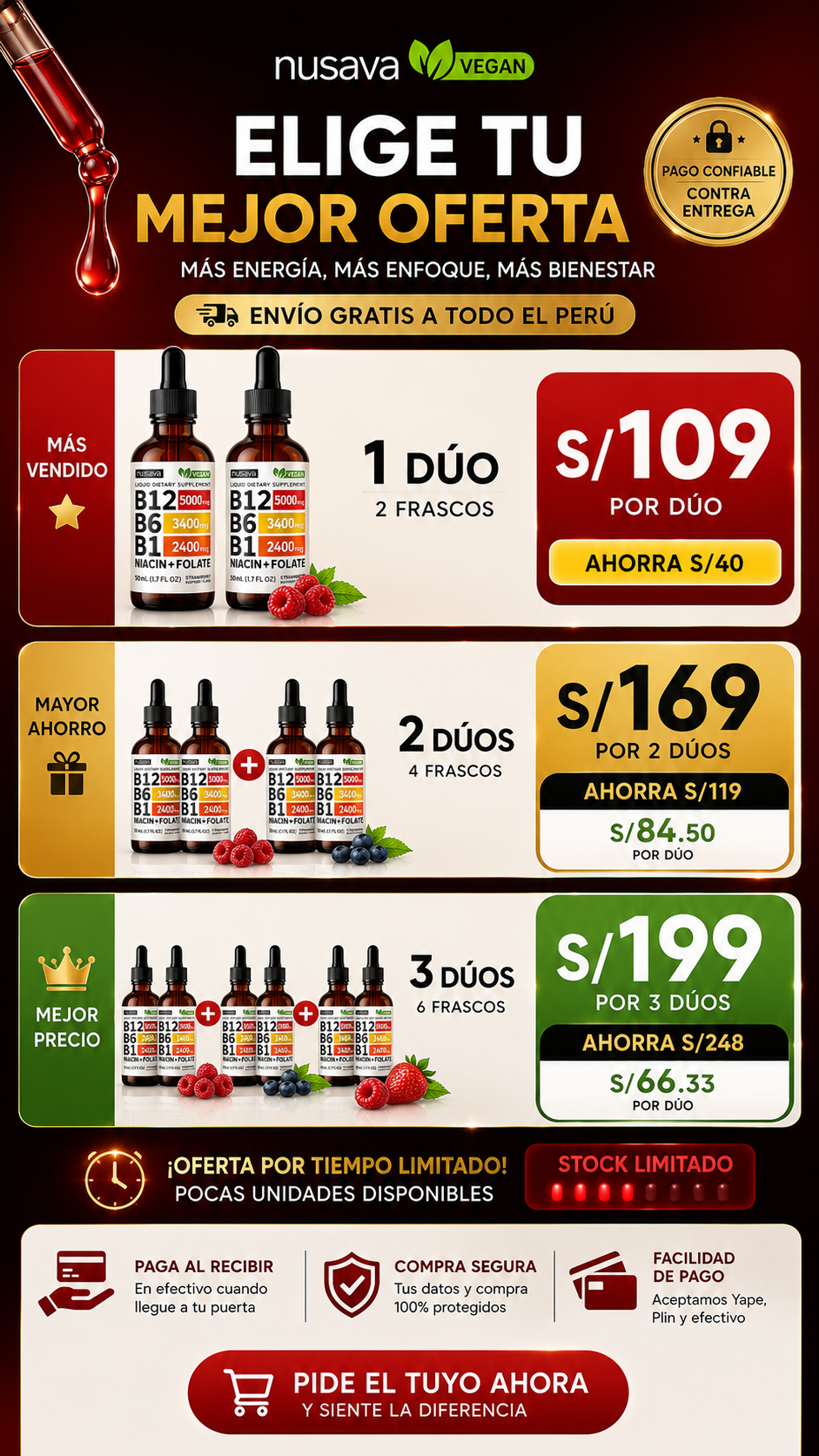 Vitamin B12 Pack Dúo - Nusava | Energía, Metabolismo y Bienestar Diario