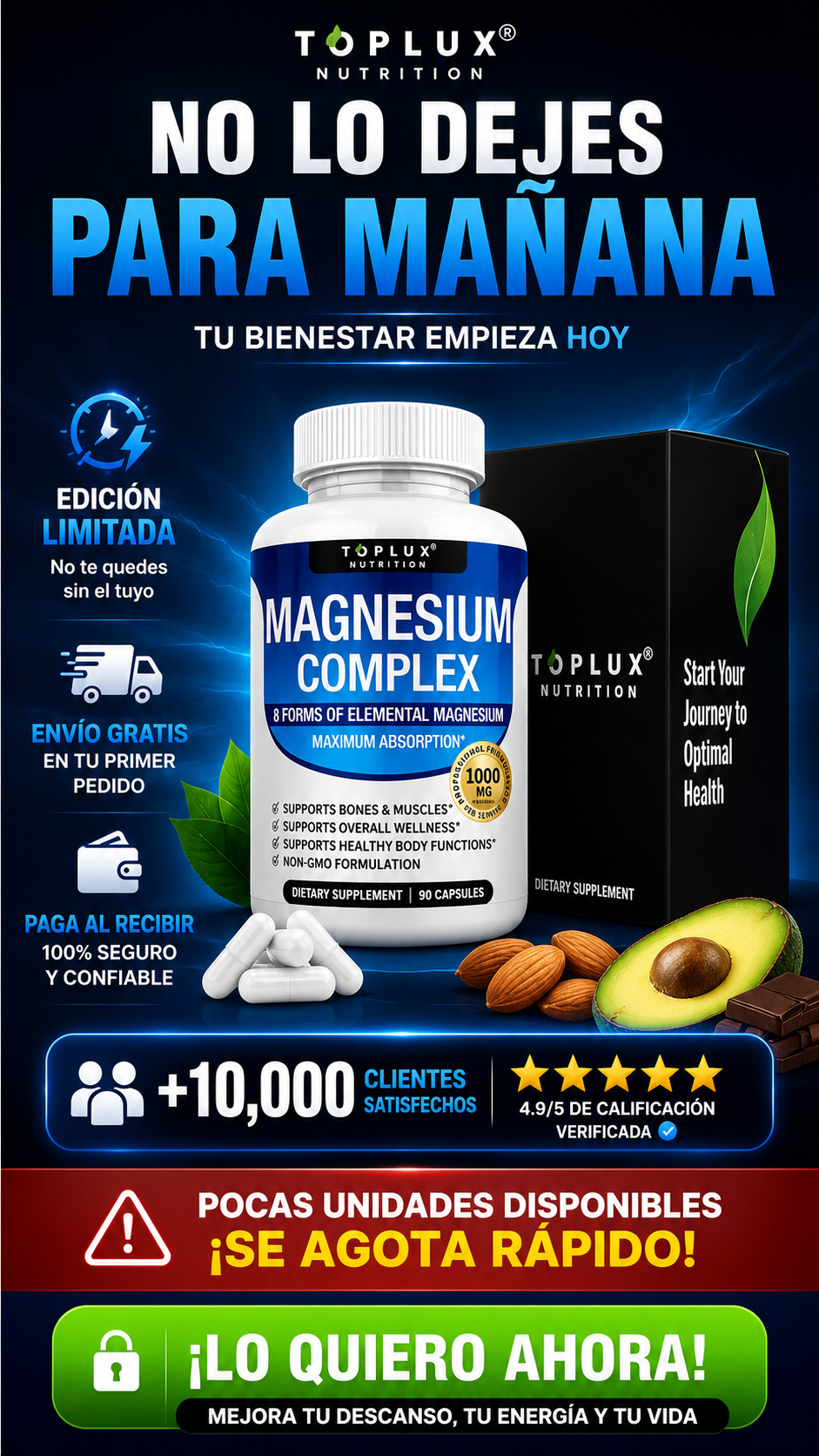 Magnesium Complex - Toplux | 8 Formas de Magnesio para tu Bienestar